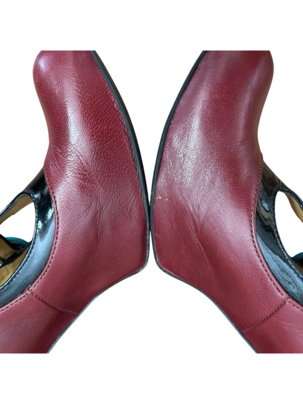 John Fluevog Arbus Leather T-Strap Heels In Red Women Sz 7.5 - Picture 8 of 15